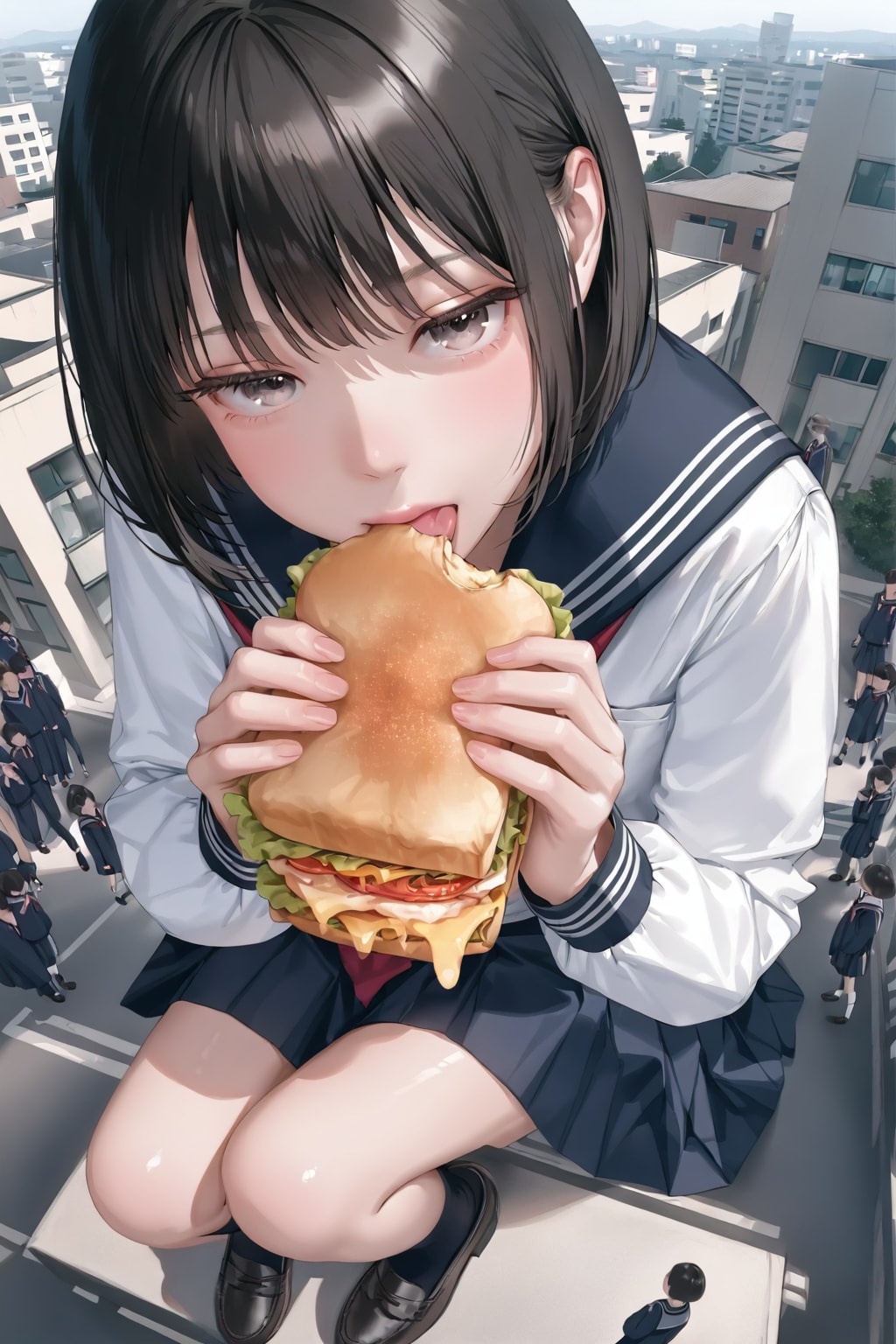 お昼の大女子高生 | の人気AIイラスト・グラビア