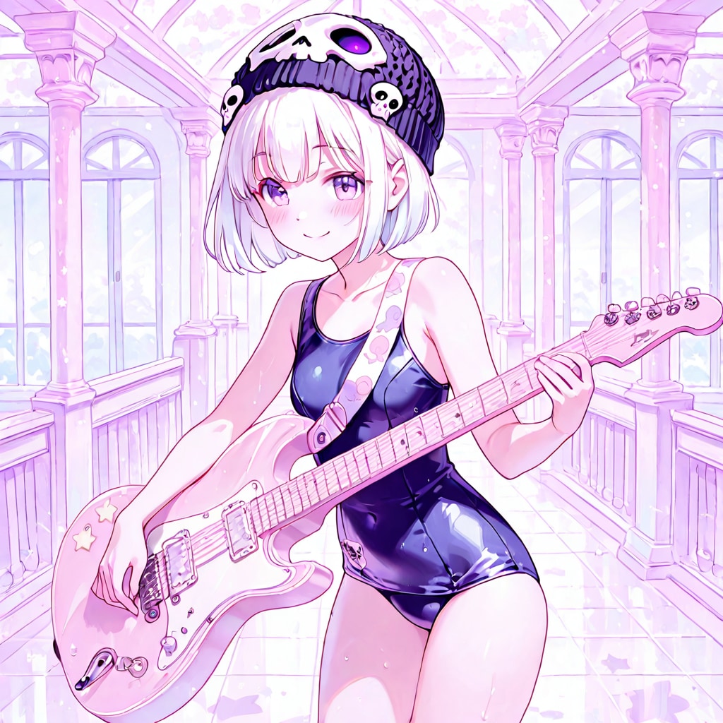 スク水の白髪ちゃん
