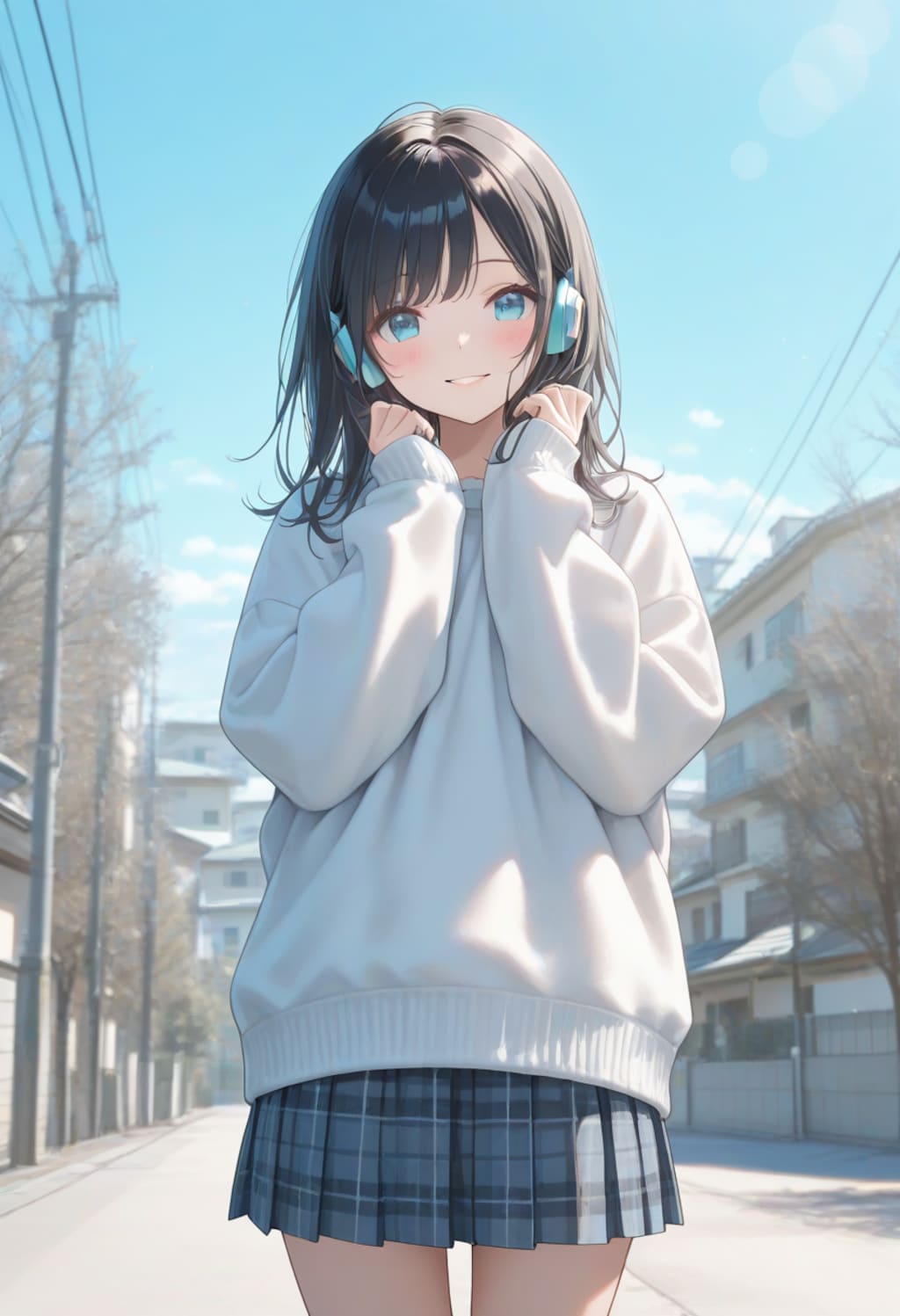 春の街角(ヘッドフォンの少女)