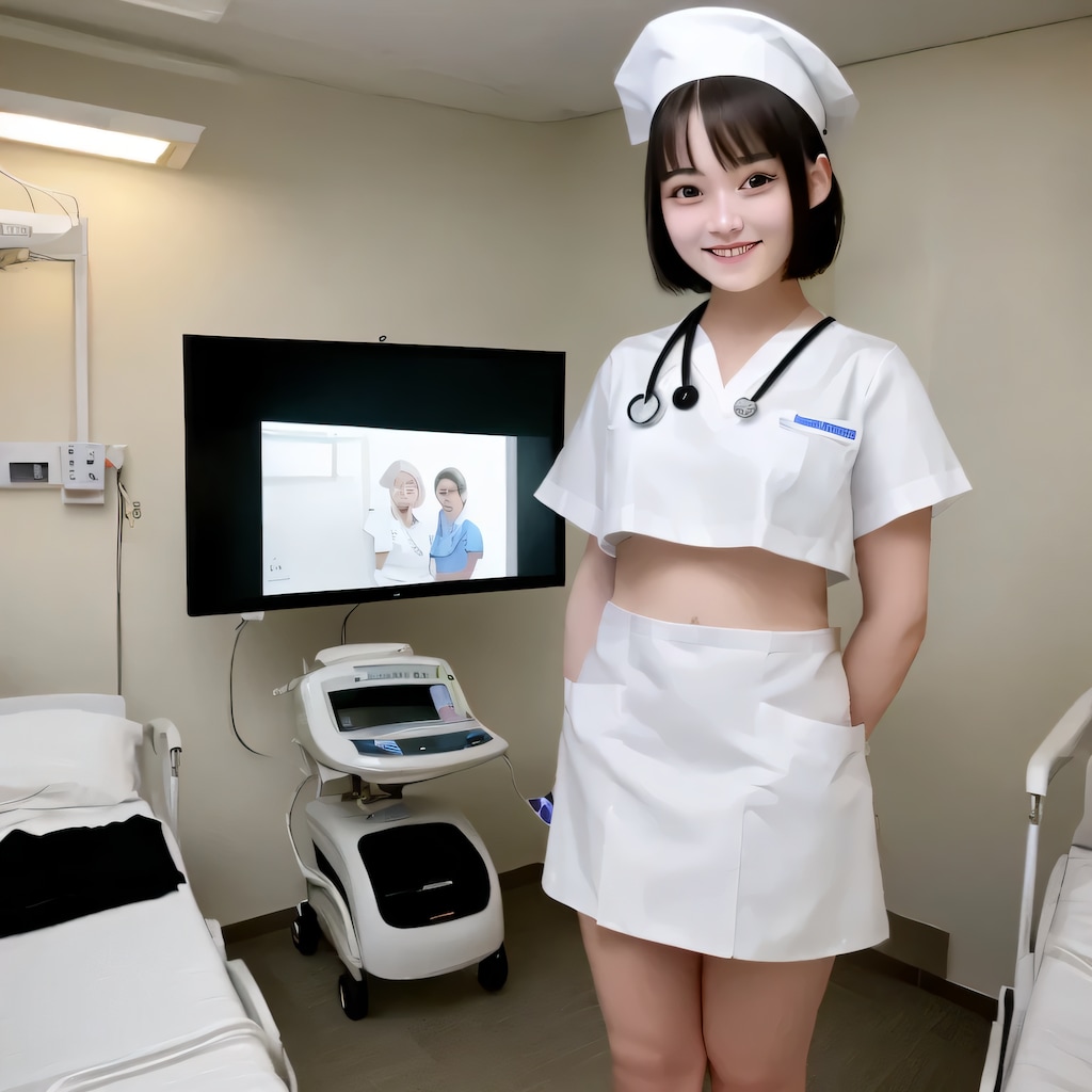 黒髪ボブで白衣の美女２１