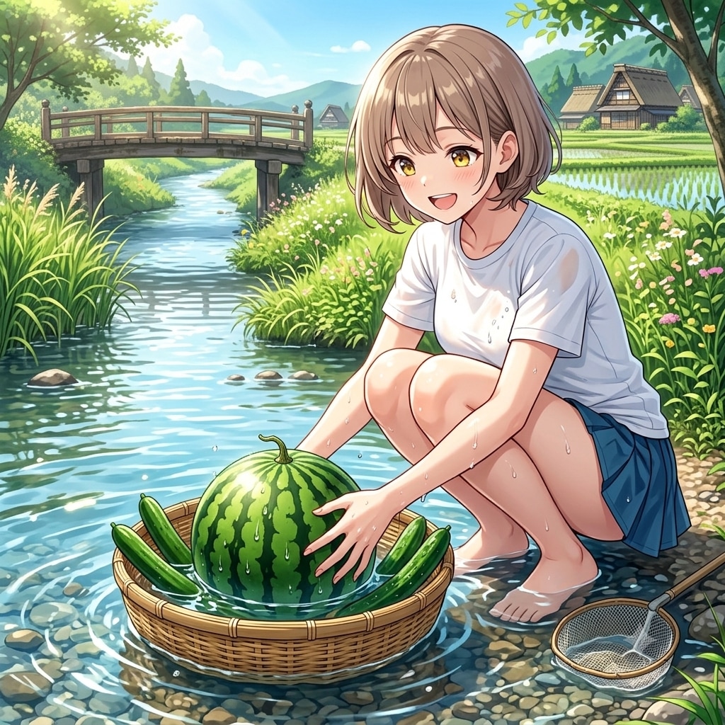 <幼馴染ちゃん>冷えたスイカときゅうり