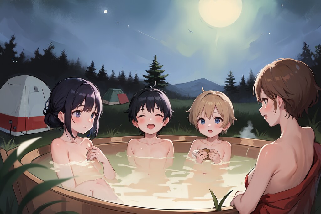 お外でお風呂
