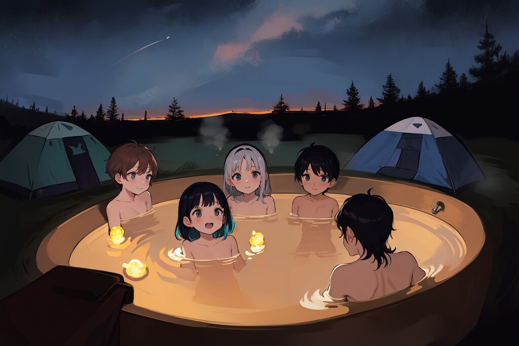お外でお風呂