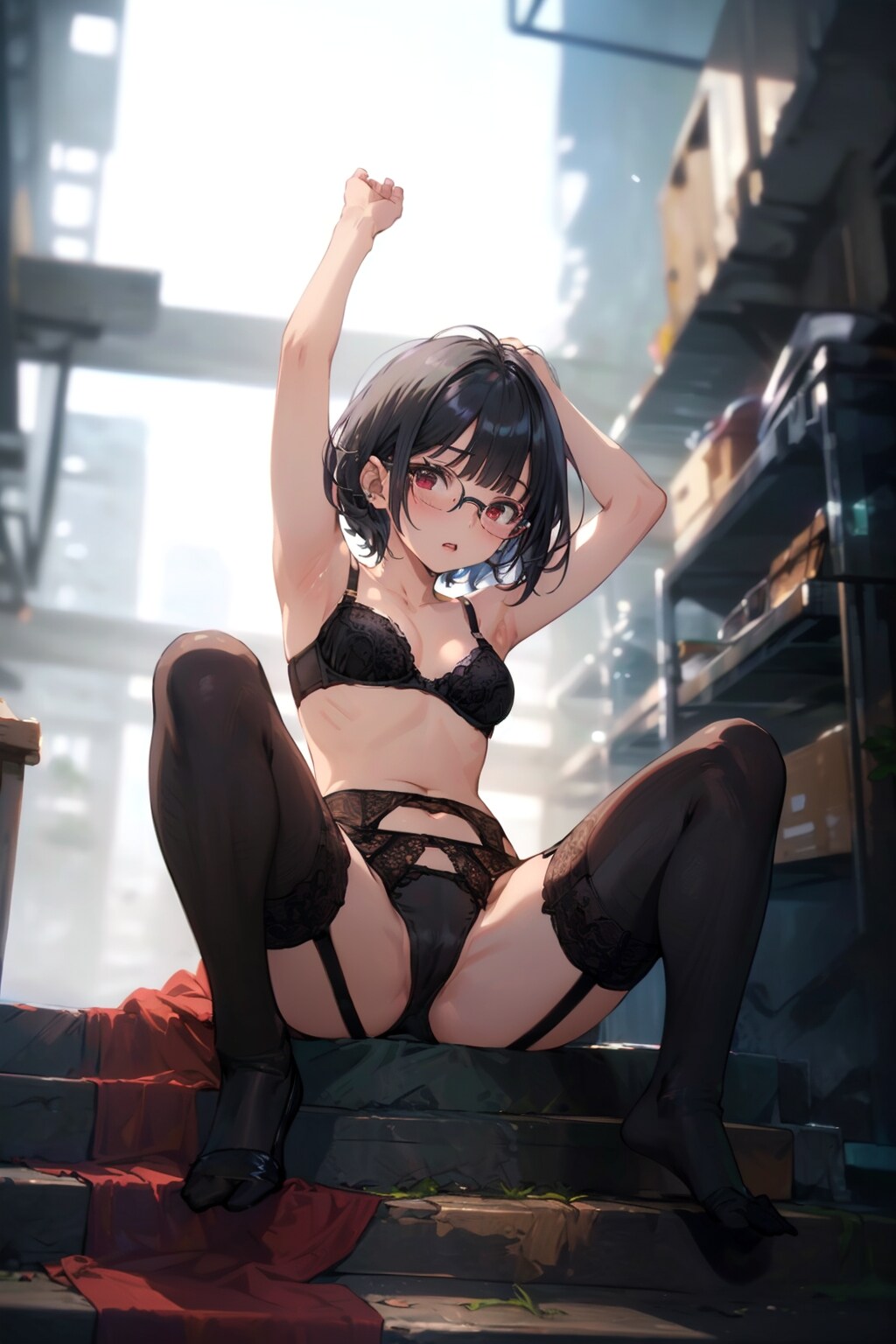 下着の眼鏡っ娘