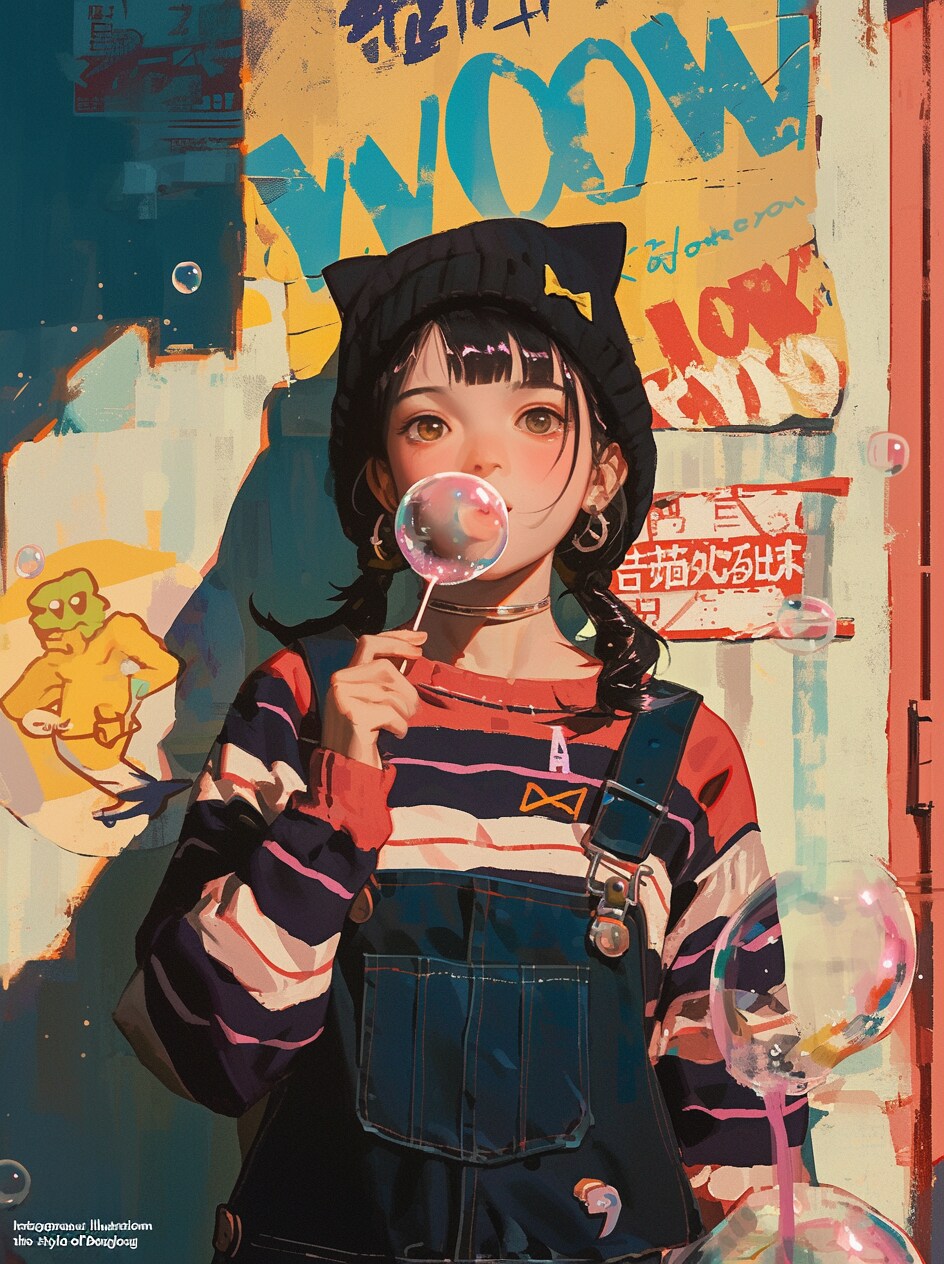 泡を吹くかわいい女の子