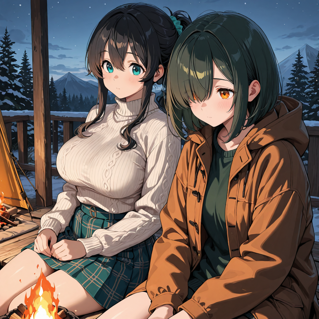 ポニテ先輩と目隠れボブ子のキャンプ