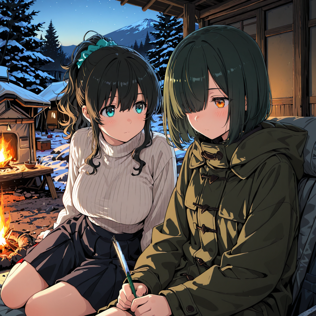 ポニテ先輩と目隠れボブ子のキャンプ