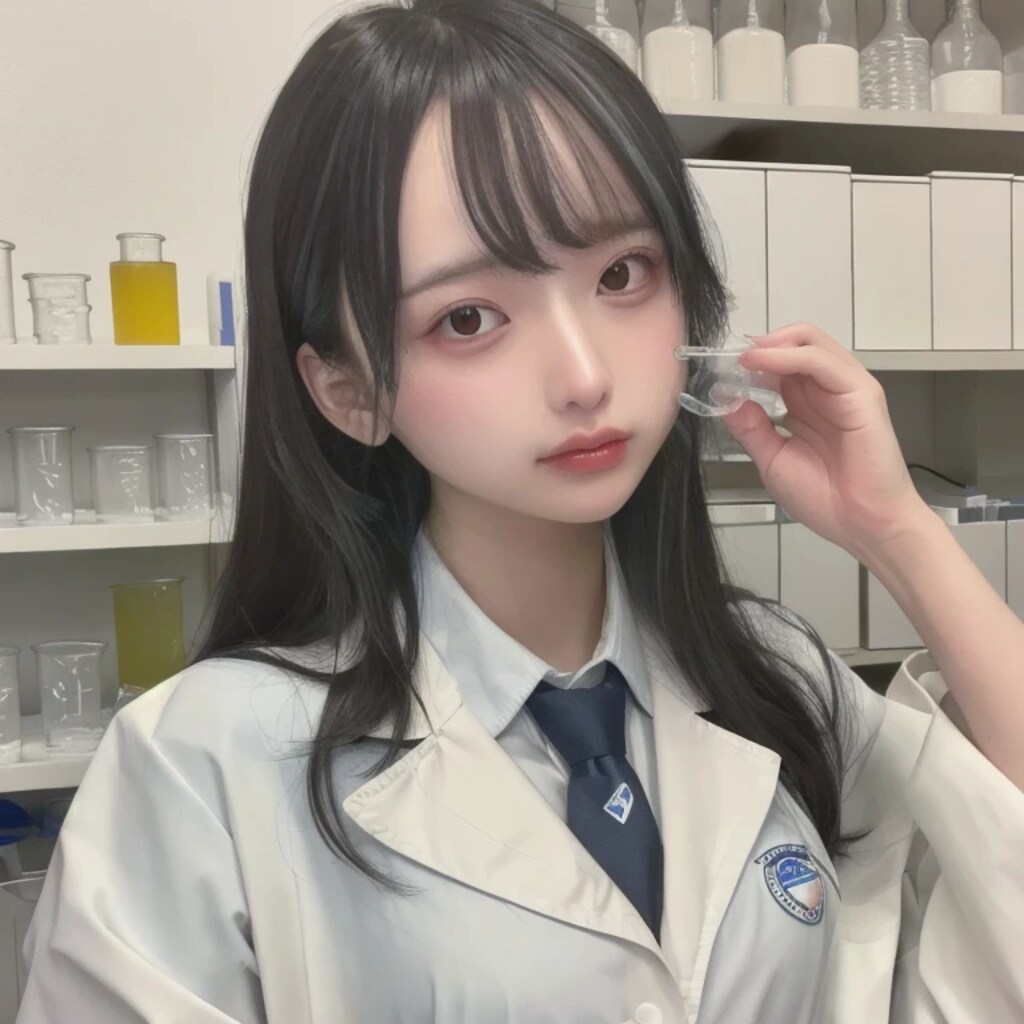 黒髪ロングで白衣の美女１８４