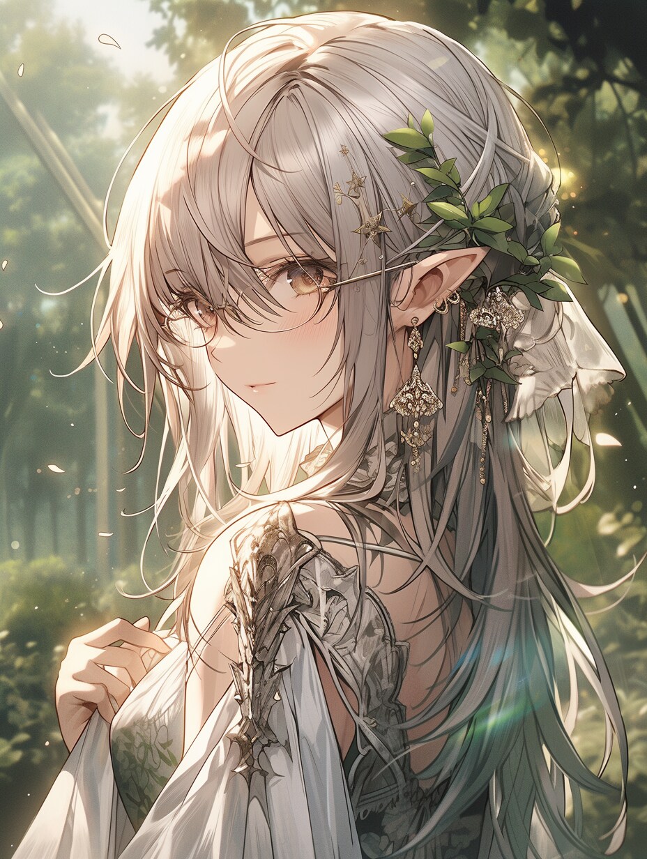 エルフのメガネ女子