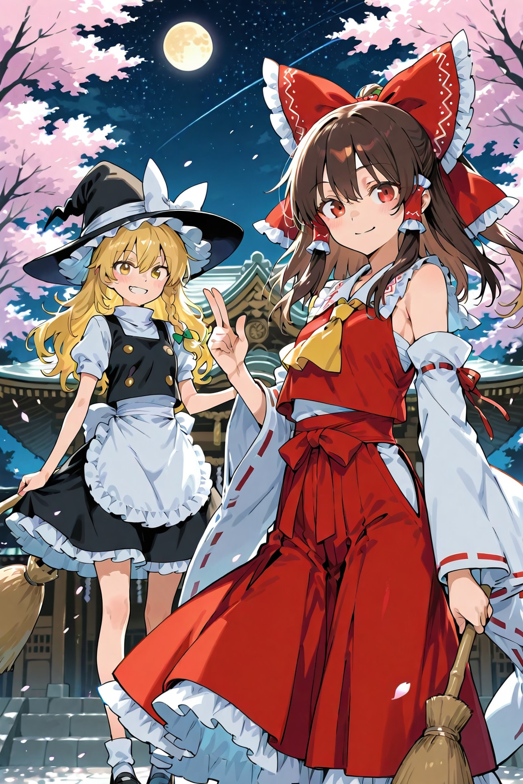 月夜桜の参拝 | の人気AIイラスト・グラビア