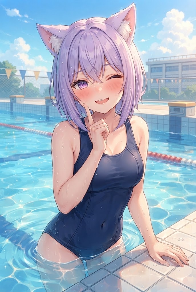 ちょっとぶりっ子のスク水シス