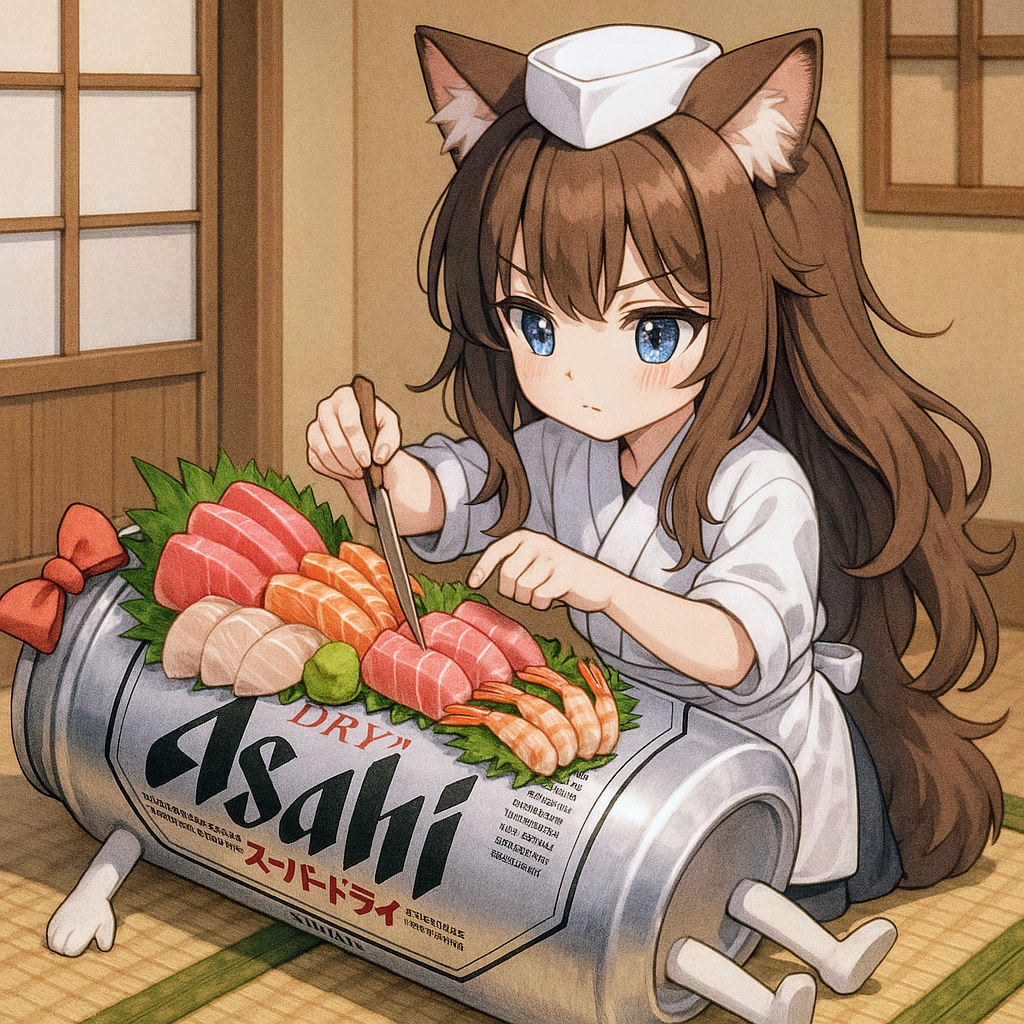 女体盛りを作る小さな女の子