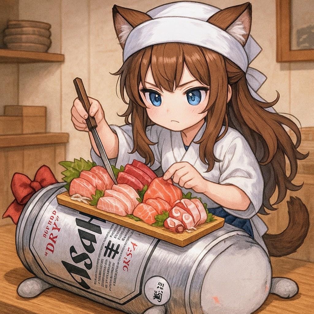 女体盛りを作る小さな女の子