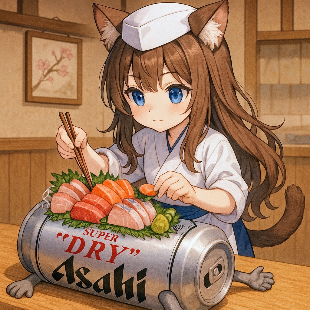 女体盛りを作る小さな女の子