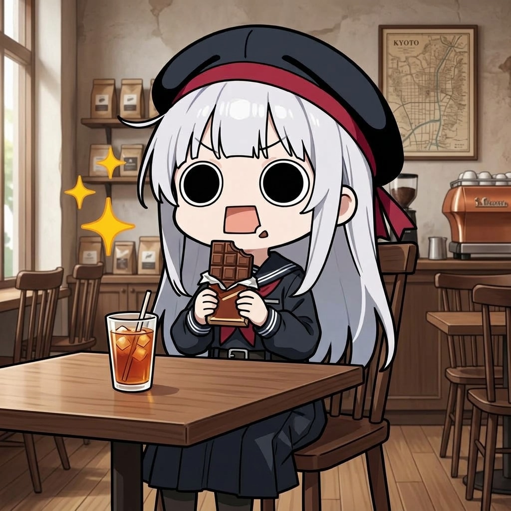 板チョコレートを頂くえらいこっちゃ嬢