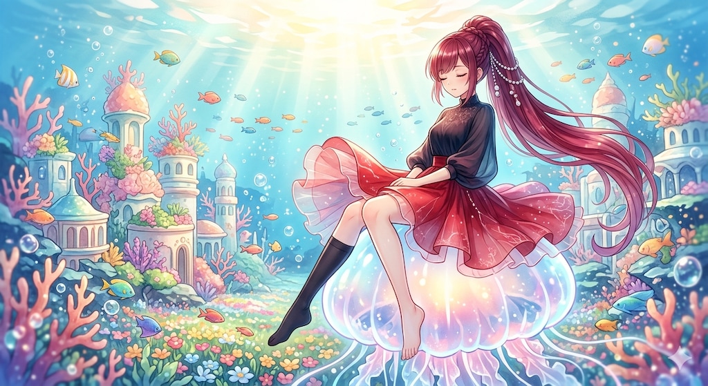 大きな傘に甘えて春眠を