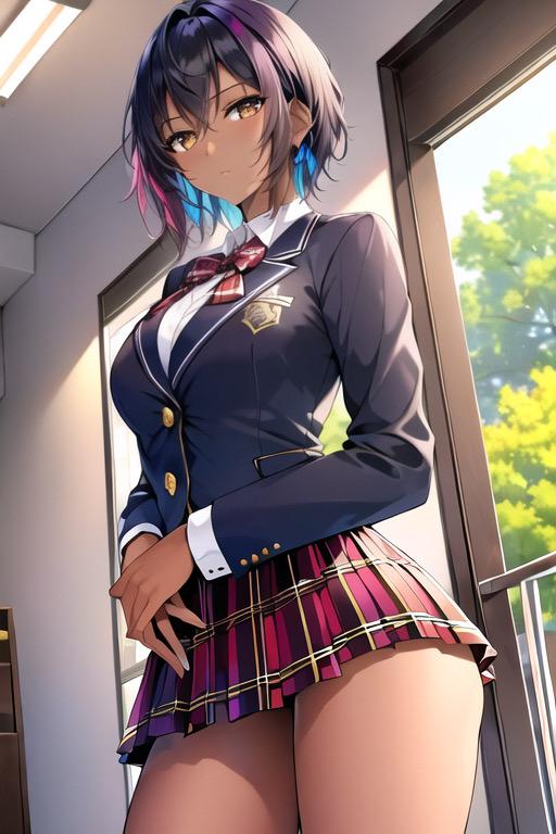 褐色ブレザー女子高校生