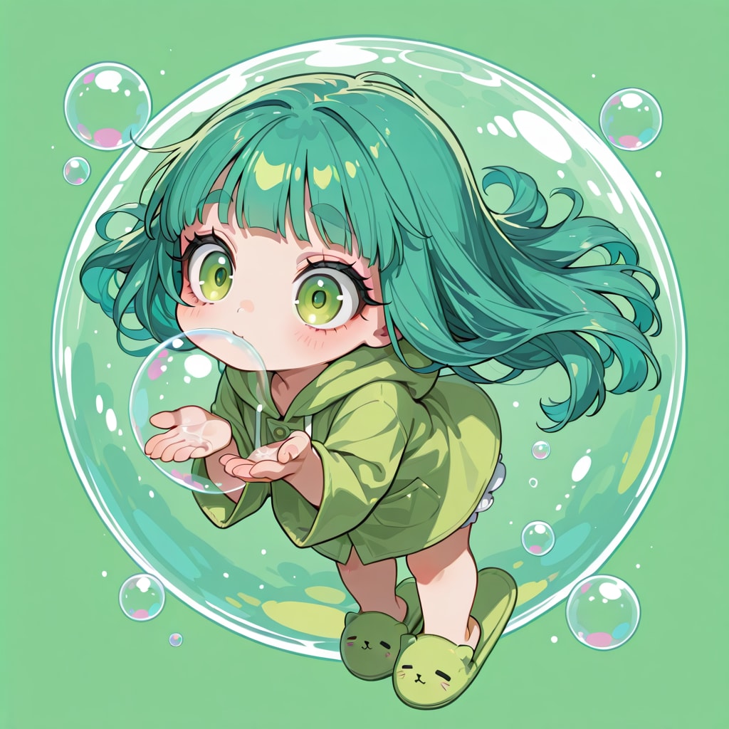 緑のぷわぷわのぷくぷく♡