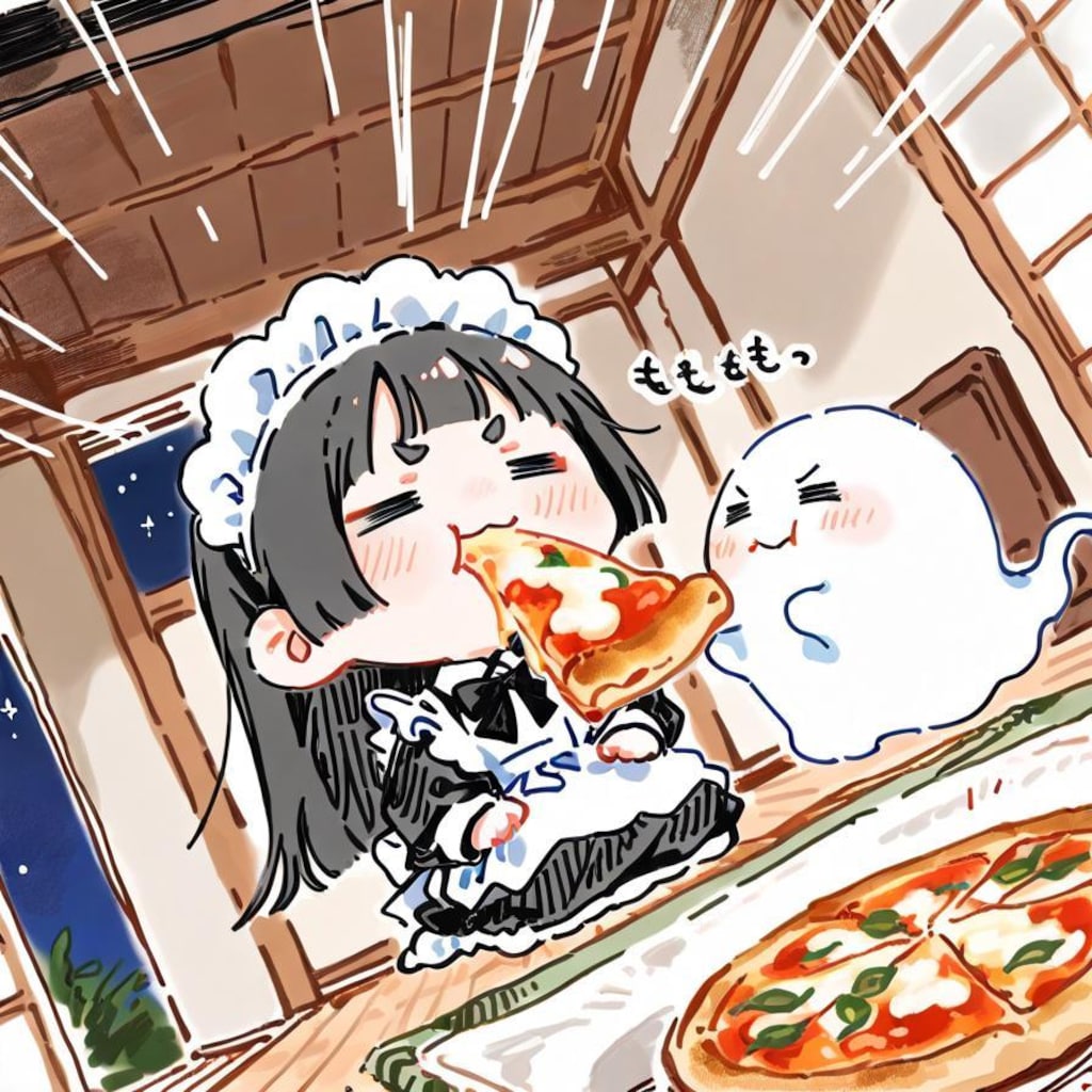 ( -ω-)🍕おピッツァを食すでおじゃる…✨