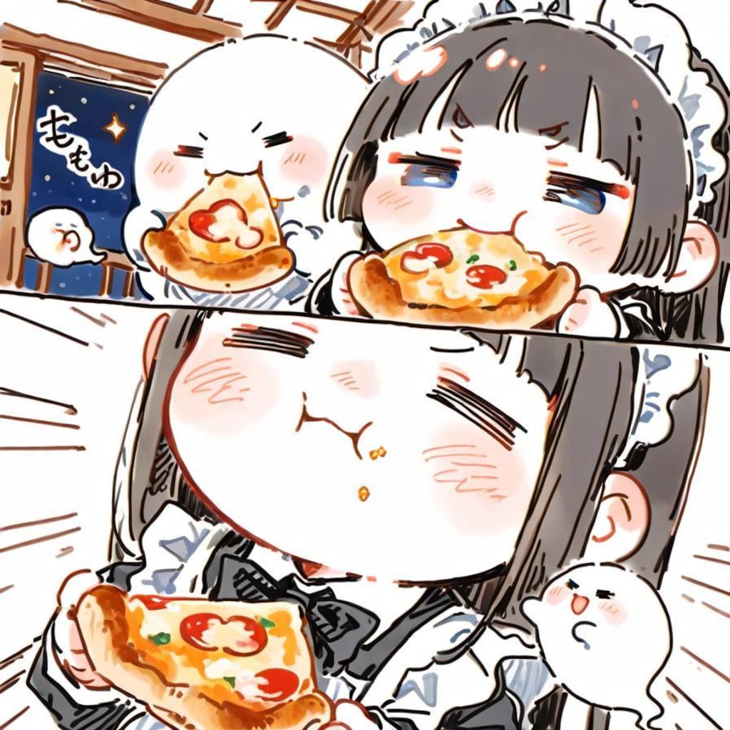 ( -ω-)🍕おピッツァを食すでおじゃる…✨