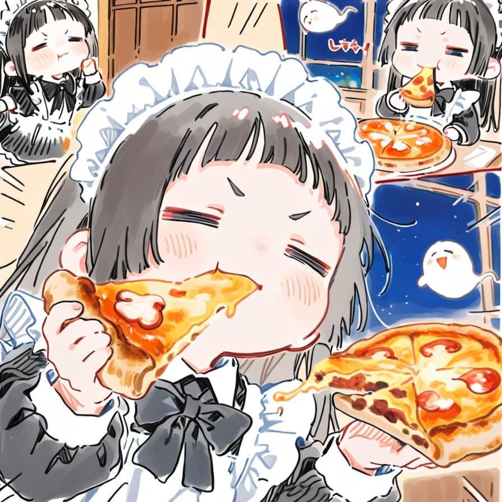 ( -ω-)🍕おピッツァを食すでおじゃる…✨