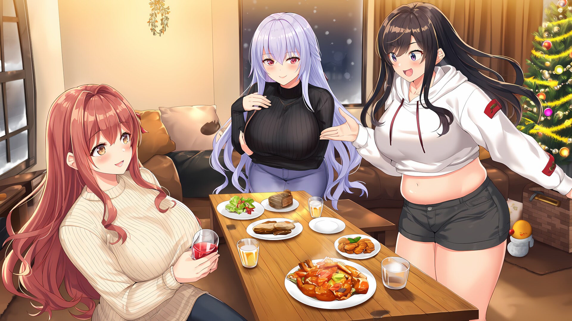 3人のクリスマスホームパーティー