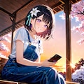 夕暮れの公園でスマホをいじるひまり2 5枚目