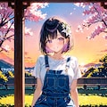 夕暮れの公園でスマホをいじるひまり2 9枚目