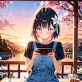 夕暮れの公園でスマホをいじるひまり2 2枚目