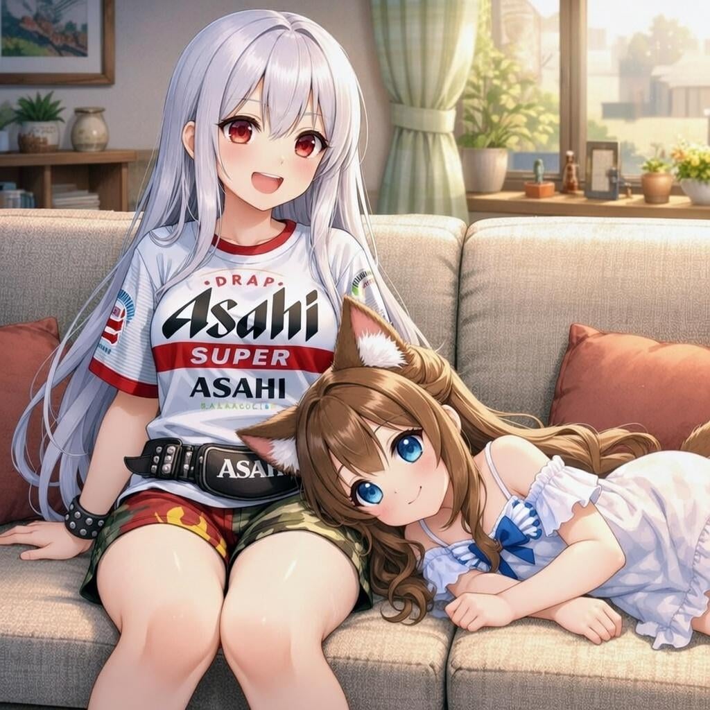 膝枕してもらってる小さな女の子