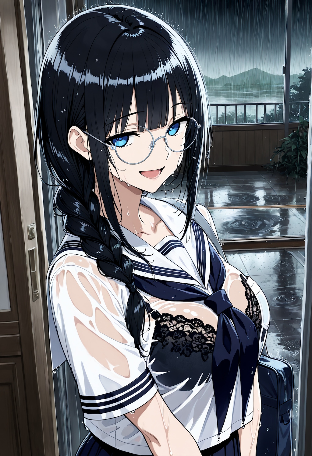 ずぶ濡れになって帰ってくるしおりちゃん