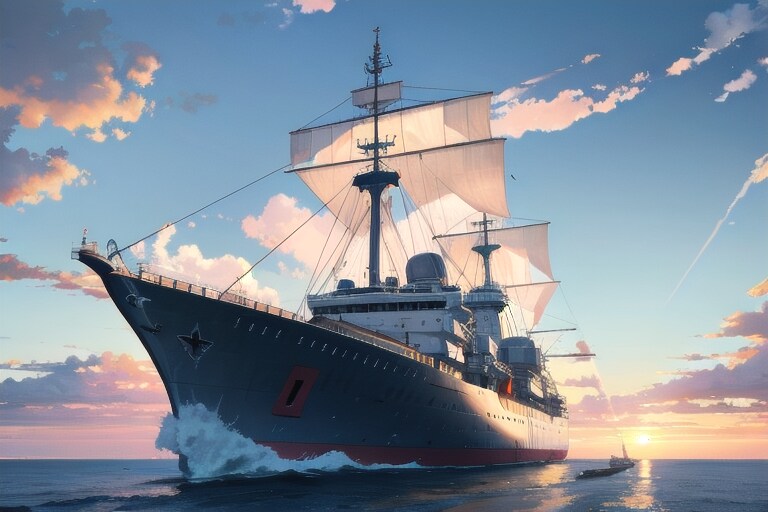 軍艦と夕日 | の人気AIイラスト・グラビア