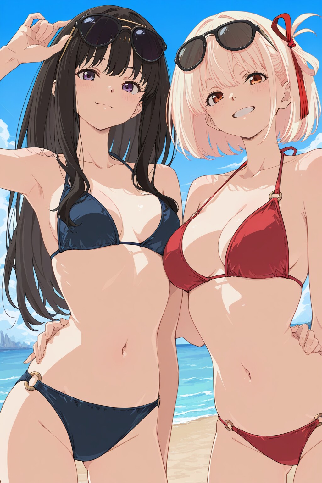 浜辺の二人