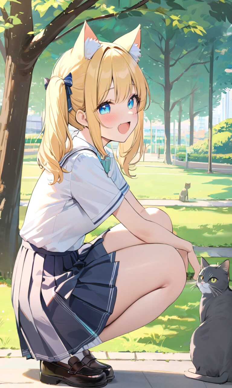 こるり「絵になるやろにゃーん」まや「同じ耳を持つからまあ、うんそうだな」 | の人気AIイラスト・グラビア