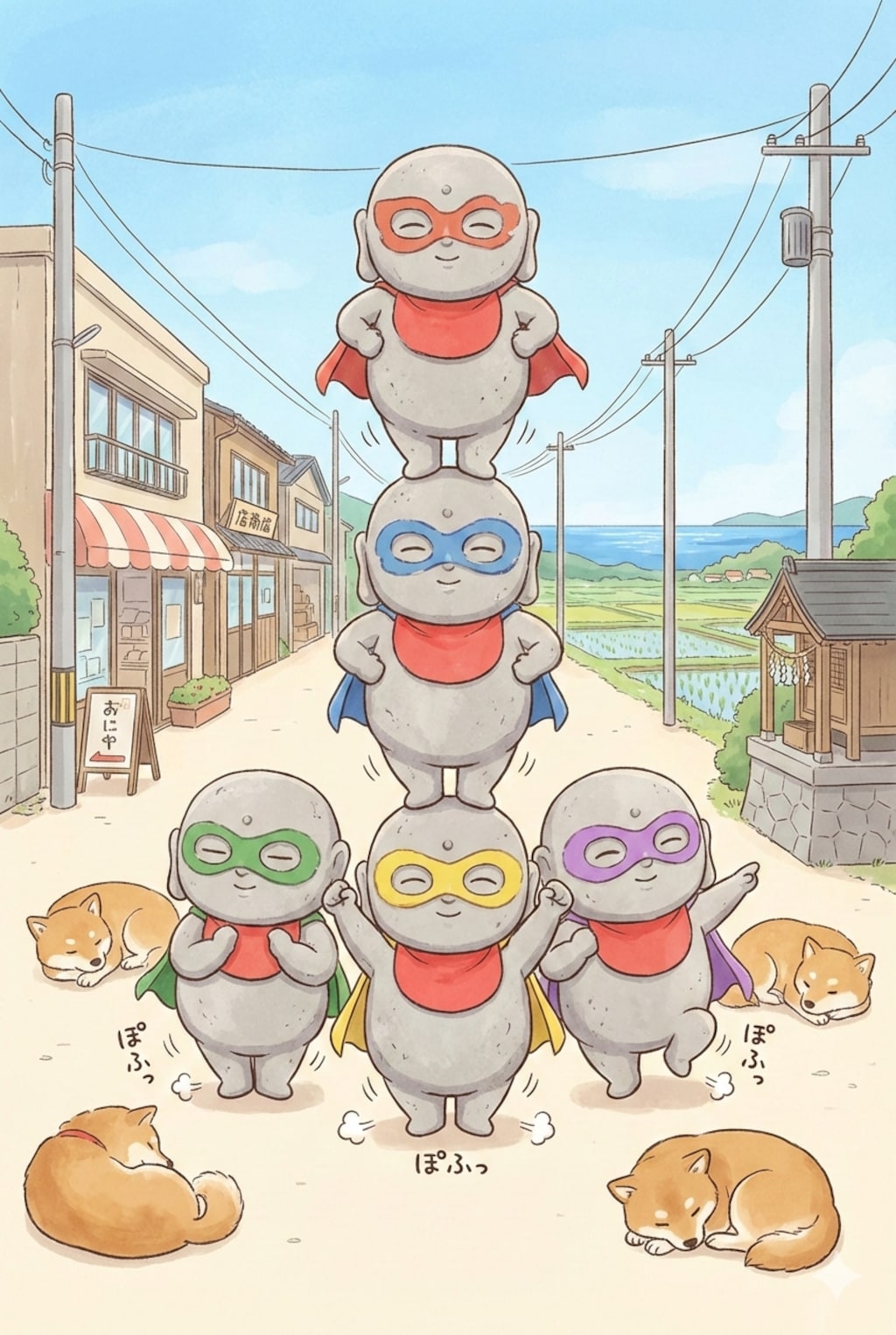 お地蔵さんヒーローと柴犬
