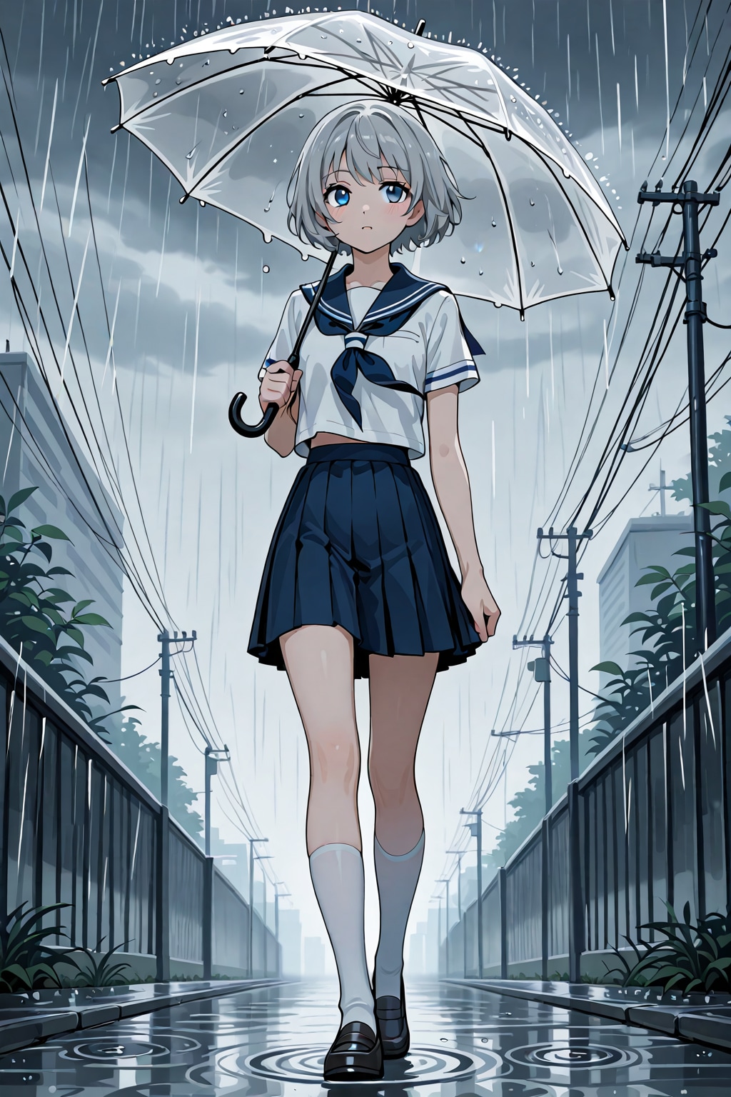 雨と少女と
