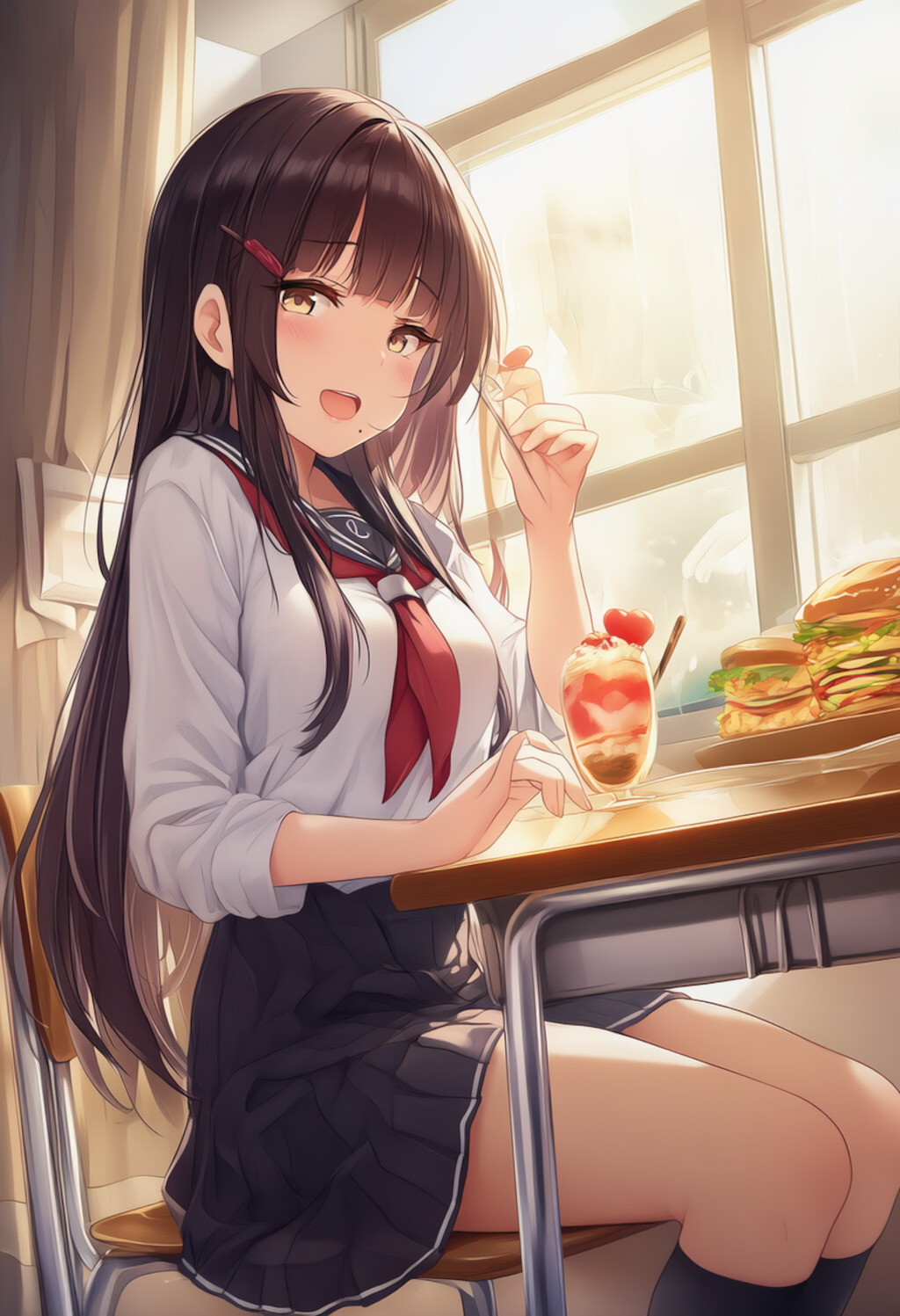 教室でパフェ