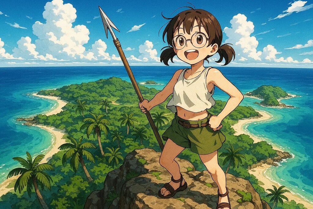 無人島で暮らすのびかちゃん