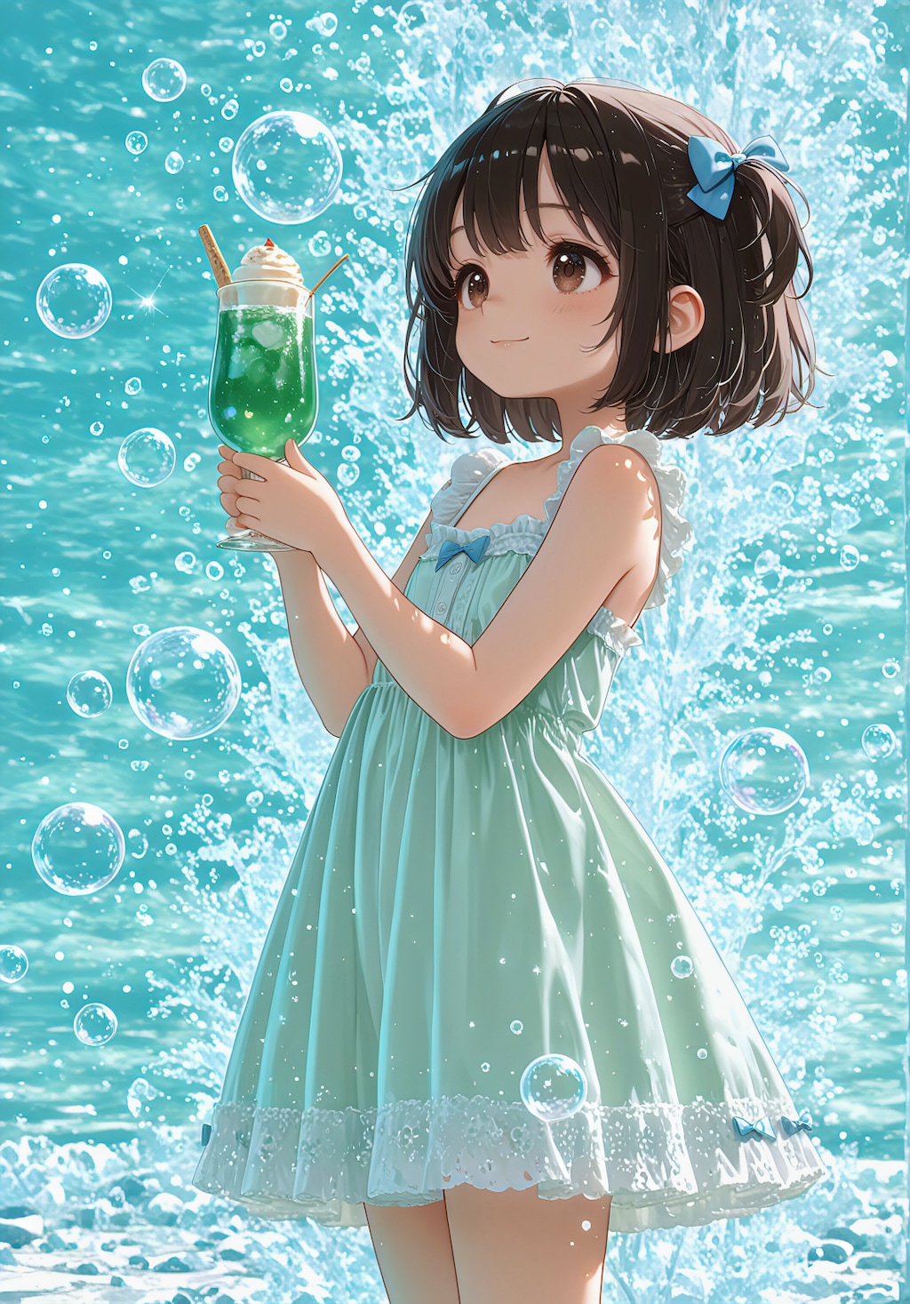 翠泡のクリームソーダ