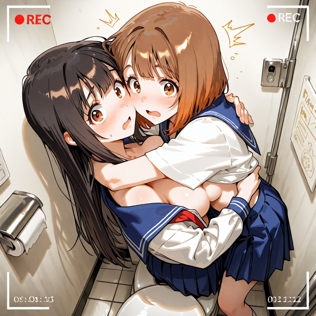 トイレでの百合密会をスクープするBONSAI女子高新聞部