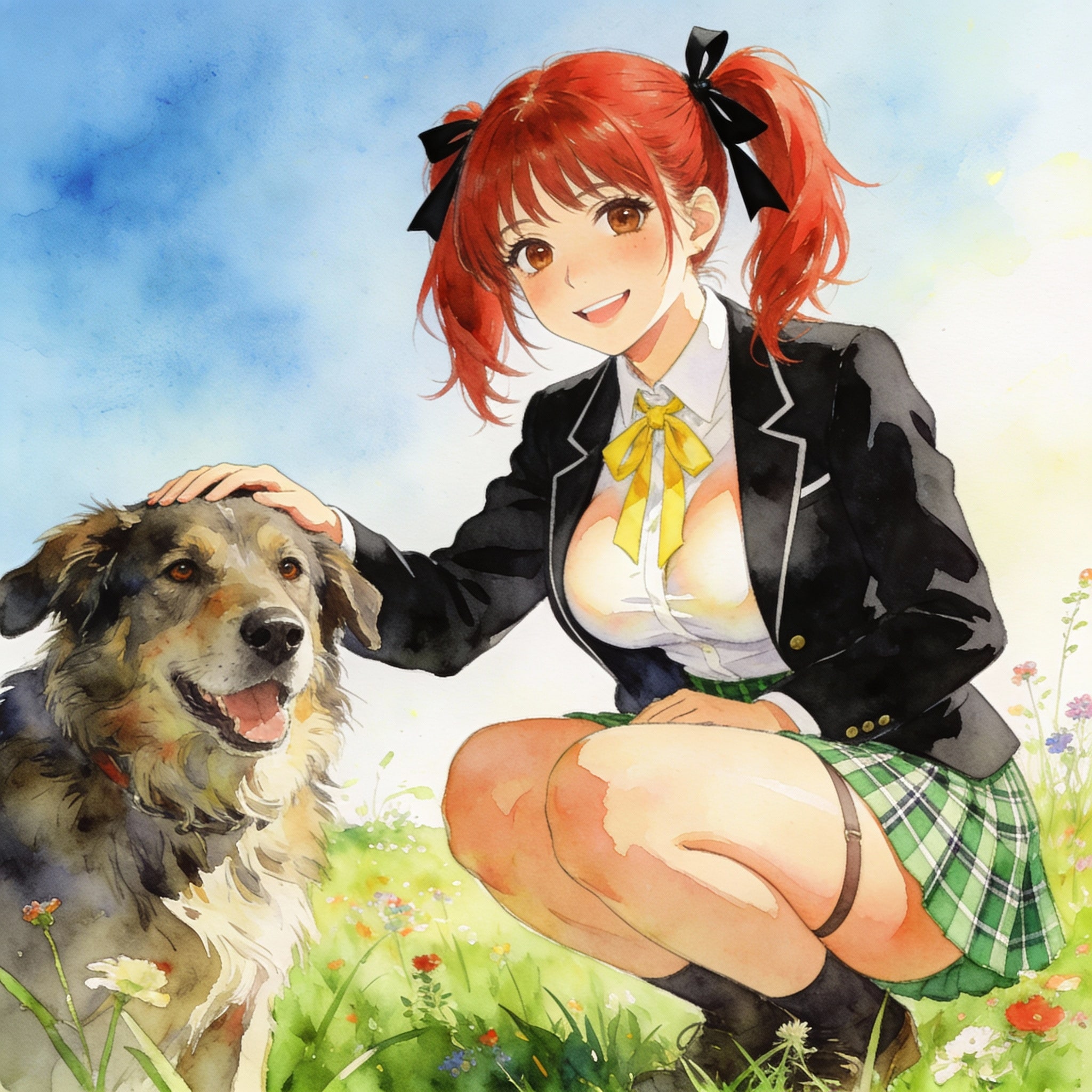 千尋ちゃんとワンちゃん | の人気AIイラスト・グラビア