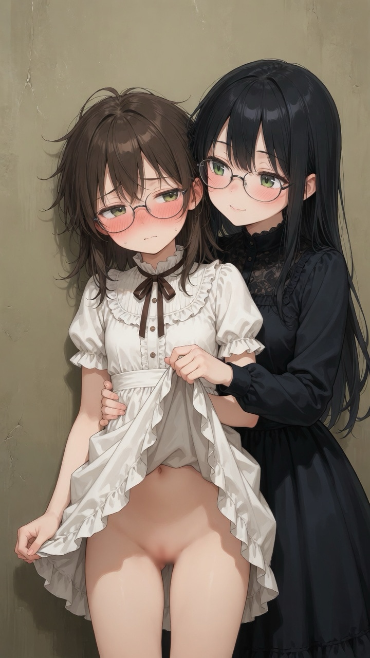 百合:スカートめくり(ノーパン)