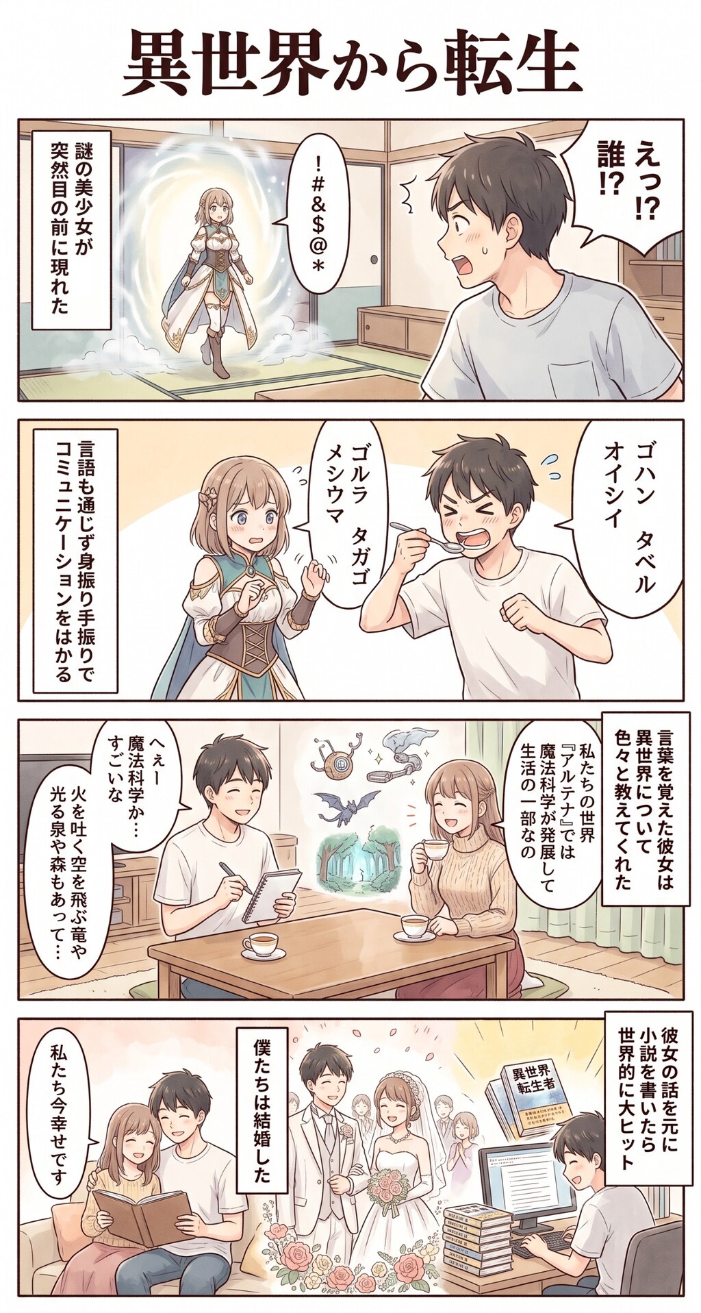 #122 ゆる日常4コマ「異世界から転生」