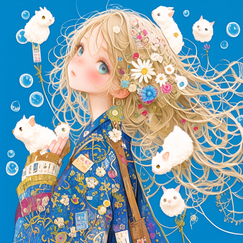 青い瞳と白いふわふわ | の人気AIイラスト・グラビア