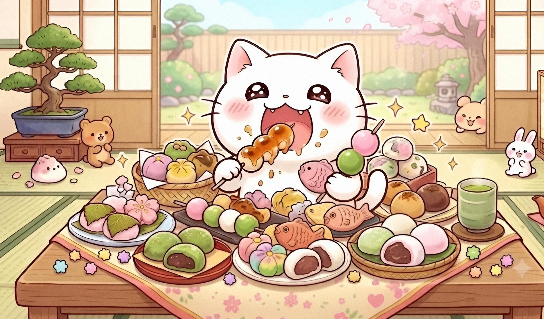 和菓子大好きニャンコ🍡🌸✨