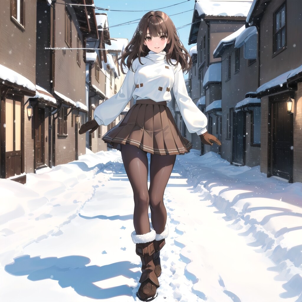 雪道をブーツで歩く女の子 | の人気AIイラスト・グラビア