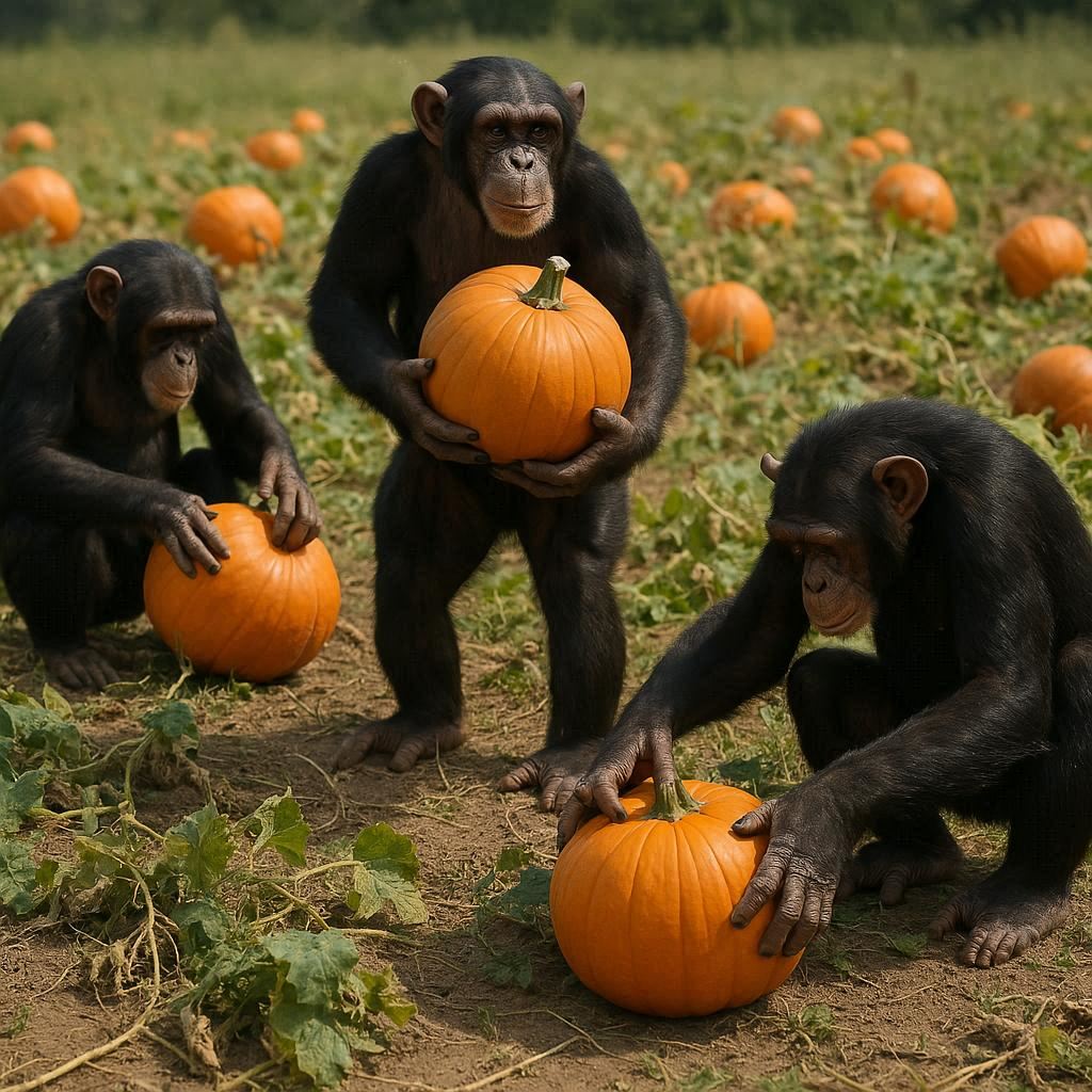 カボチャとチンパンジー | の人気AIイラスト・グラビア