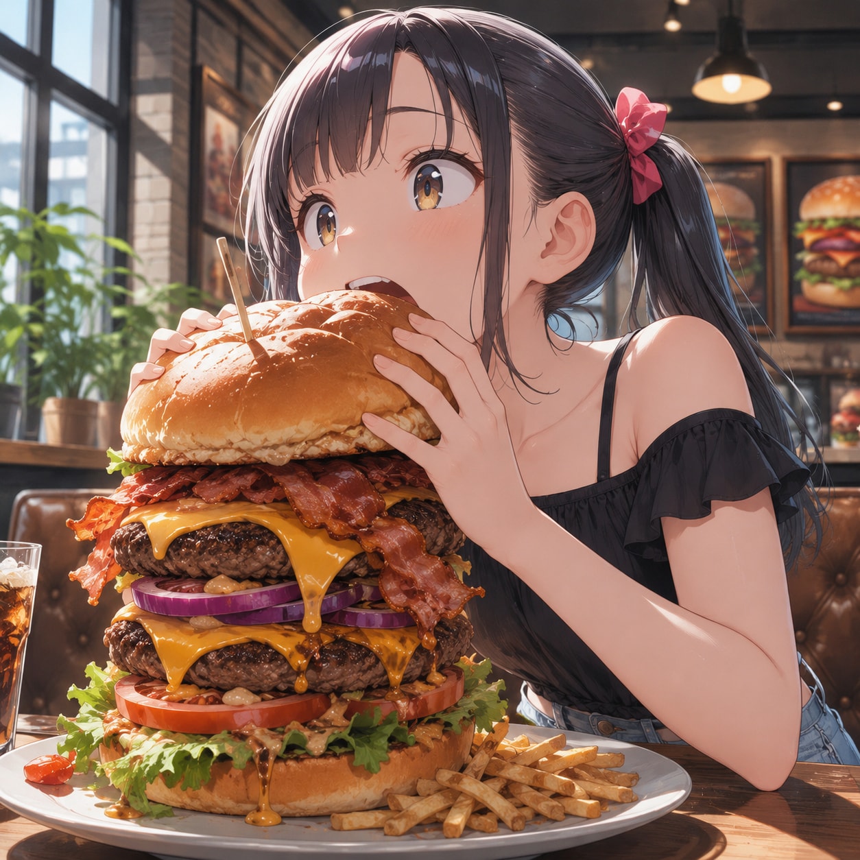 巨大ハンバーガーに挑戦！