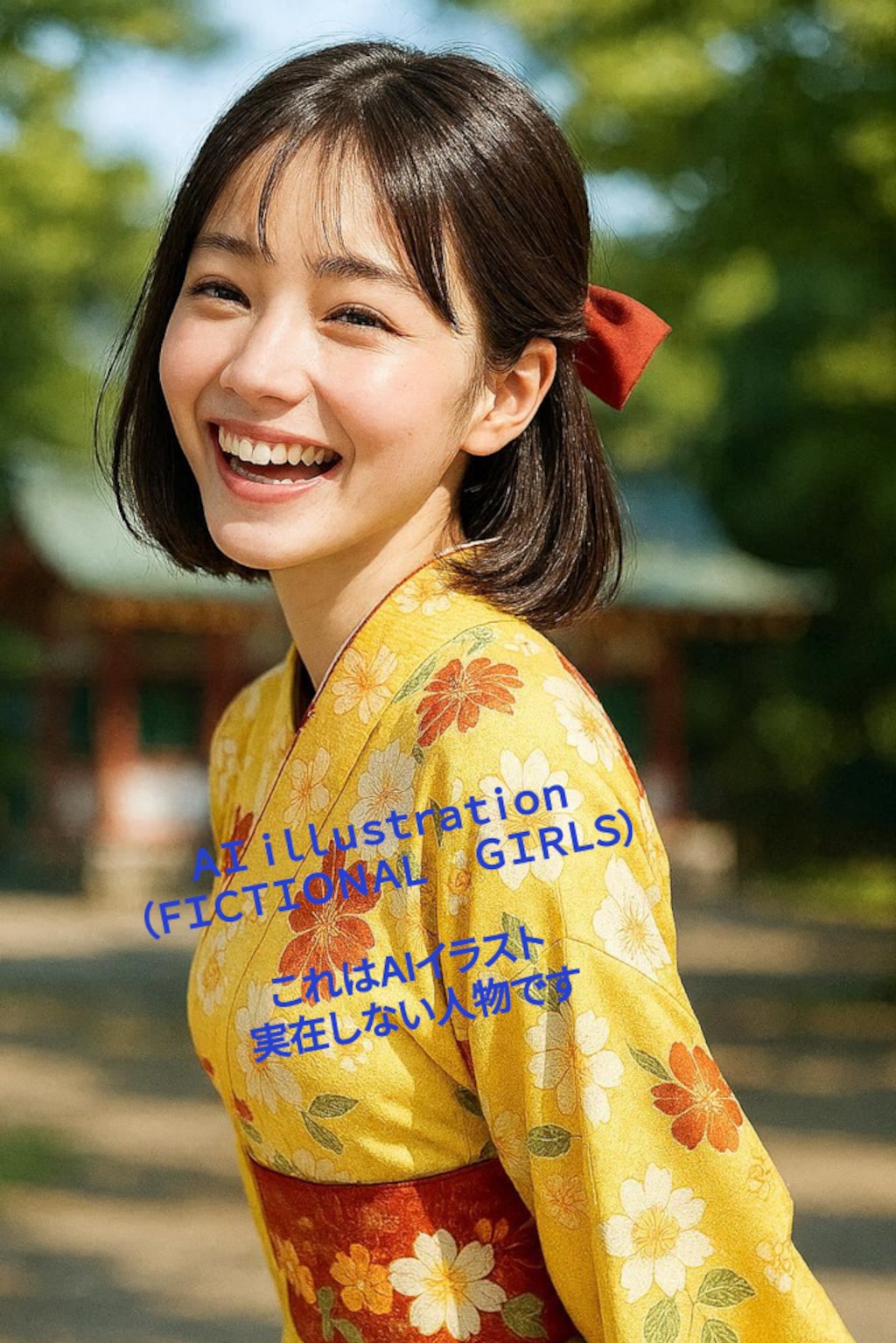 神社のボブ美少女