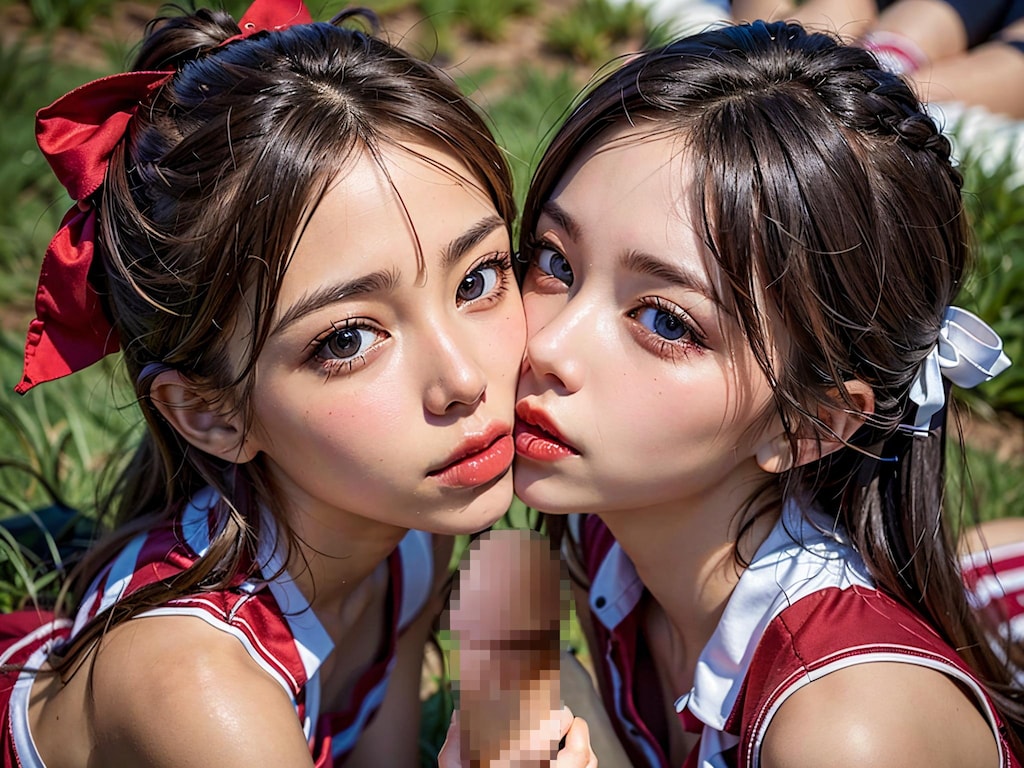 仲良しチアガールにぶっかけ💕